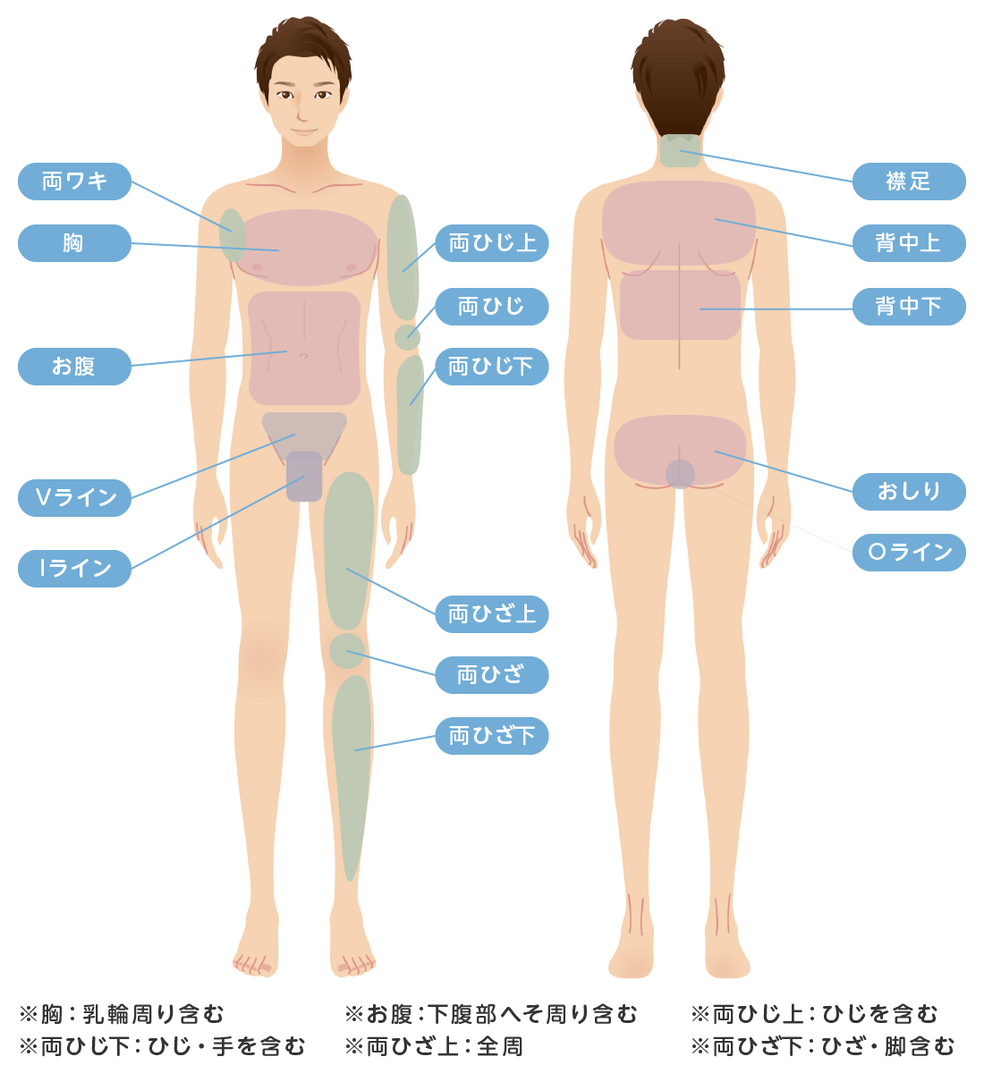 男性の全身脱毛のメニュー